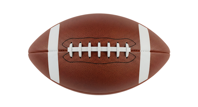 Close up of a classic american football with white laces on a dark background