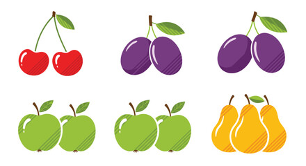 Collection of fresh fruits apples pears cherries and plums healthy organic food