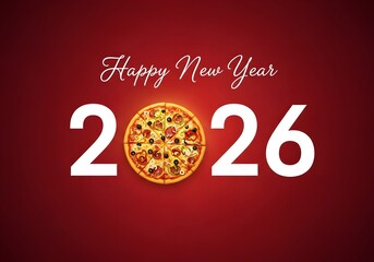 Happy new year 2026 with a delicious pizza as the zero