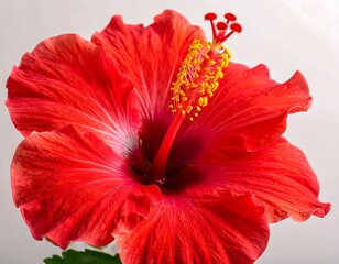 Close-up of a vibrant red hibiscus flower