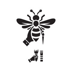 Bee vector silhouette outline logo design concept illustration