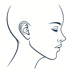 Minimalist human face profile silhouette graphic design art