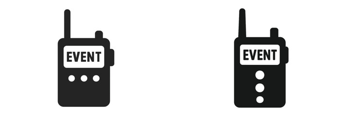 Two walkie-talkies displaying the word event, ideal for communication in gatherings or outdoor activities