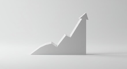 Rising White Arrow Graphic Growing on Gray Background