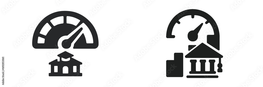 Poster meter symbols representing performance in banking and financial sectors during a statistical analysi
