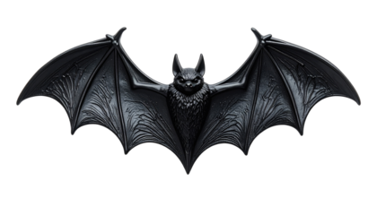 Black Decorative Bat with Detailed Wings for Halloween Decorations