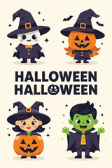 Cute Halloween Characters and Pumpkin Fun for Spooky Celebrations