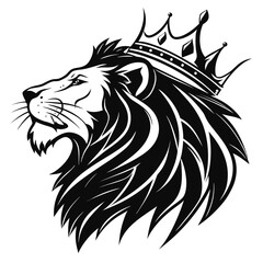 Majestic lion head silhouette with flowing mane a powerful and regal graphic design element