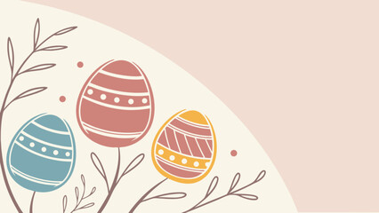 Minimalist easter eggs with delicate branches and soft background