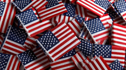 Close-up of American Flags: Patriotism, Memorial Day, Independence Day