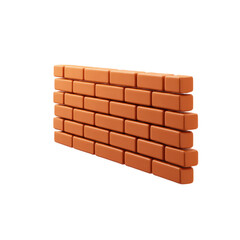 Short section of brick wall. Transparent background.