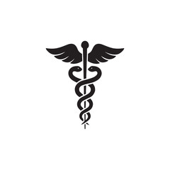 Caduceus medical symbol icon on white background vector illustration