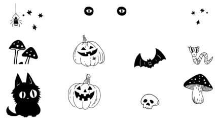 set of halloween pumpkins