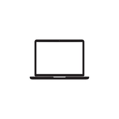 Modern laptop with blank screen isolated on white background