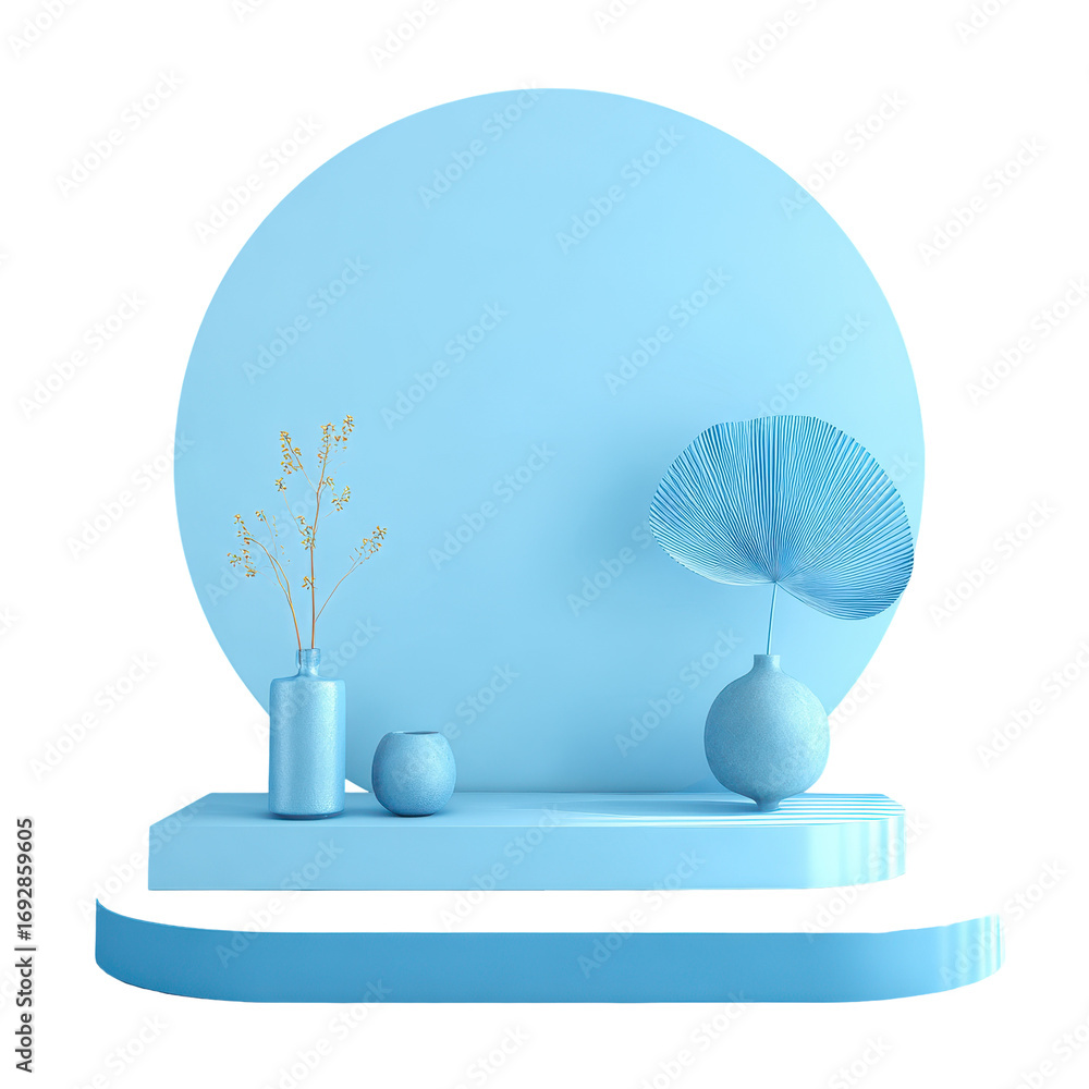 Poster minimalist blue decor display in a serene setting showcasing modern design elements and a cohesive c