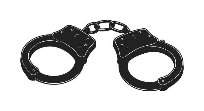 handcuffs depicted in stark black contrast silhouette