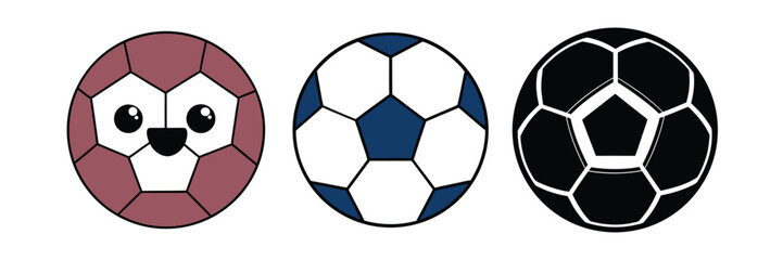 Fototapeta premium Soccer Ball Flat Icon Set for Digital Design and Sports Projects