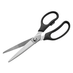 Fototapeta premium Scissors Tool with Black Handle and Stainless Steel Blades on Transparent Background