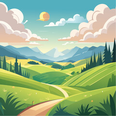 Fototapeta premium summer landscape with mountains