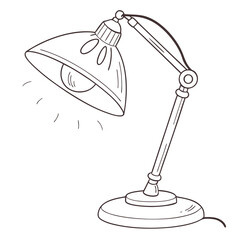 Minimalist table lamp silhouette with a warm glowing light bulb perfect for modern decor and lighting concepts