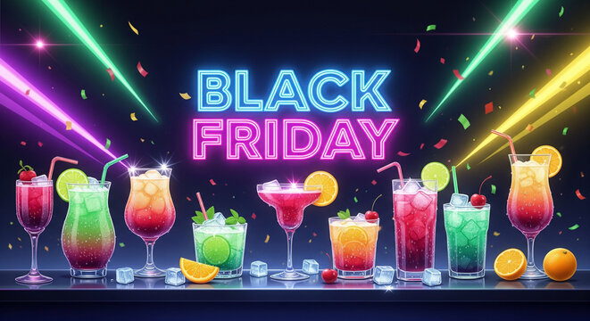 Black Friday drinks and cocktails promotional poster