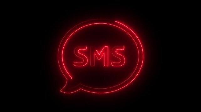 glowing neon color message box animation icon text message notification, New messenger social media network logo icon. 4k

