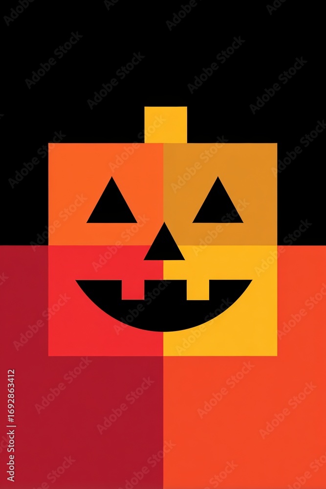 Poster abstract jack-o'-lantern design with vivid color blocks