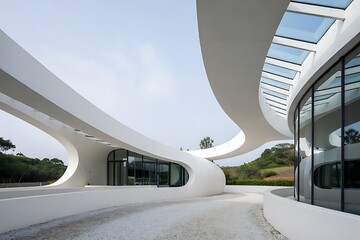 The Curvilinear Wonders of Modern Architectural Design: A Study in Smooth Lines and Glass Facades.