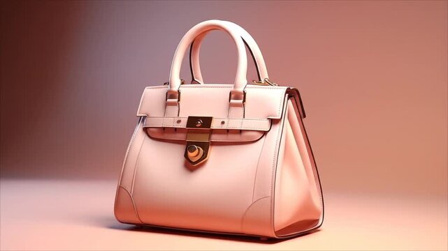 Pink leather handbag studio shot