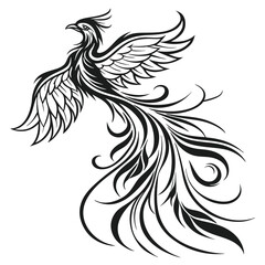 Obraz premium Abstract monochrome phoenix bird silhouette with vibrant color potential