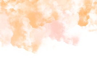 Pastel Orange Pink Watercolor Cloud PNG – Soft Warm Smoke Effect on Transparent Background: Cloud-like watercolor texture blending soft pastel orange with light pink tones