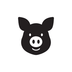 Cute cartoon pig head illustration on white background