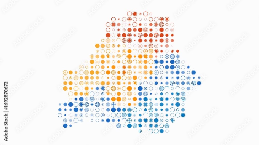 Aufkleber belarus map animation. shape of the country with pulsating colored dots. large size circle blocks. d