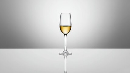 Minimalist crystal wine glass professional photography with soft overhead lighting creating beautiful reflection effects