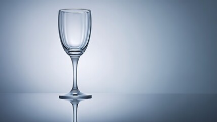 Crystal white wine glass on minimalist surface with elegant reflections, professional commercial style high detail