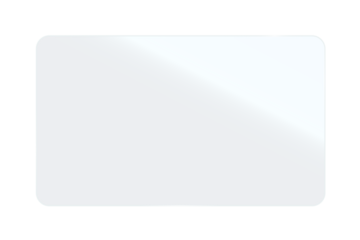 Realistic shiny glossy glass panel with light glare reflective surface effect rounded corners transparent overlay on isolated background rectangle window mirror