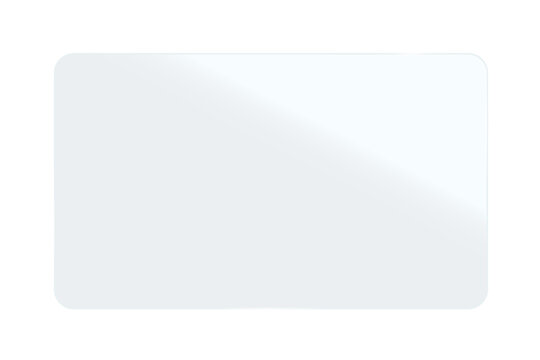 Realistic shiny glossy glass panel with light glare reflective surface effect rounded corners transparent overlay on isolated background rectangle window mirror