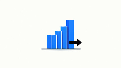 Fototapeta premium Conceptual Illustration of a Bar Graph with an Arrow Pointing Downwards in a White Background Studio Shot Representing Decline and Recession