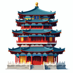 Traditional Chinese Pagoda in Serene Autumn Setting