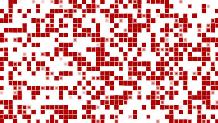 Fototapeta premium Red ad white mosaic pixel square background, abstract geometric blocks design in 4k resolution