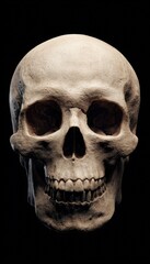 Fototapeta premium Realistic Human Skull on Black Background with Subtle Lighting