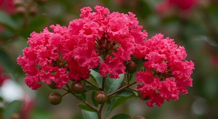 Vibrant pink crape myrtle blossoms
