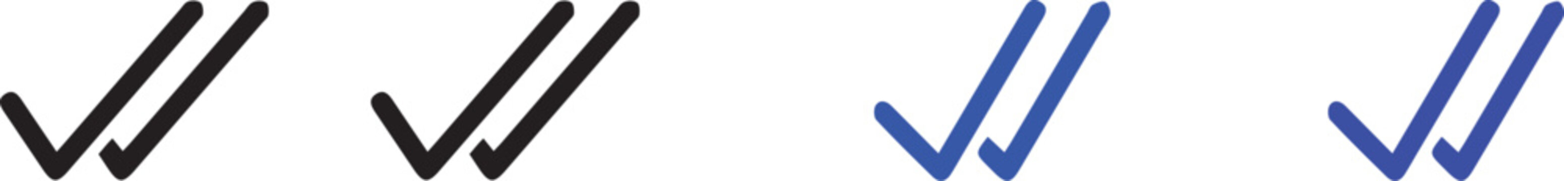 Double check mark icons in black and blue representing confirmation and verification
