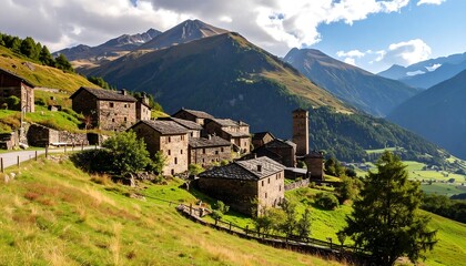 Mountain Village Landscape Panorama