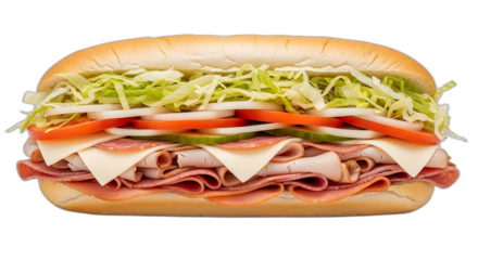 A fully loaded sandwich with fresh ingredients