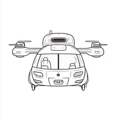 Exciting futuristic flying car visualizes urban air mobility. An autonomous vehicle represents future transportation