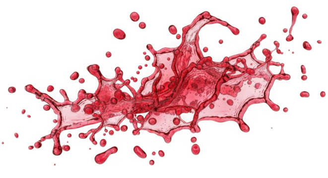Dynamic red liquid splash frozen in time capturing fluid motion abstract art and refreshing beverage concept transparent background