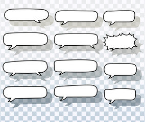 Vector Long Horizontal Speech Bubbles For Comics And Chat Design