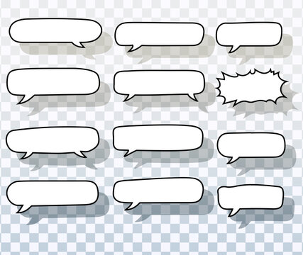 Vector Long Horizontal Speech Bubbles For Comics And Chat Design