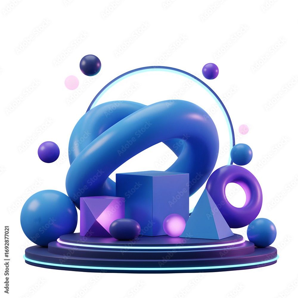 Aufkleber 3d illustration of 3d rendering of abstract geometric shapes isolated on transparent background, cre
